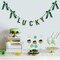 St. Patrick's Day Garland Decorations, 6.1Ft Glitter Sequin Wooden Lucky & Satin Bows Hanging Banner with Pearl Beads, Sanit Patty's Irish Holiday Mantel Fireplace Wall Party Decor